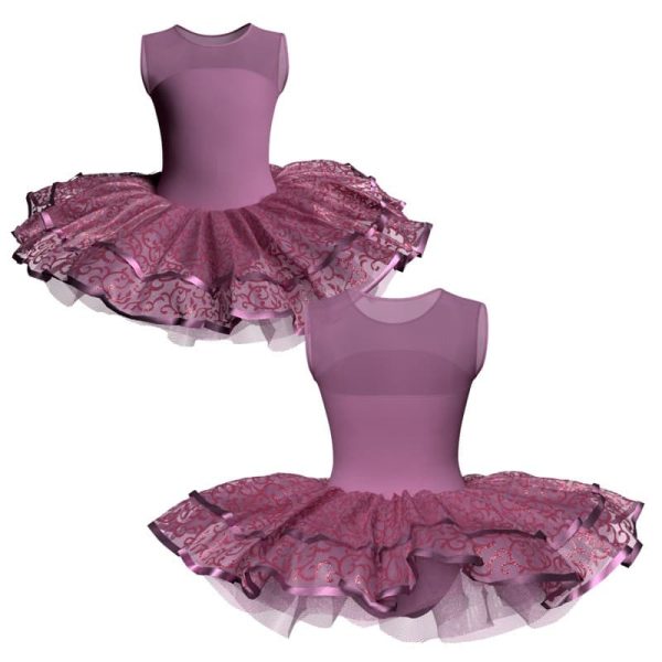 tutu da ballerina senza maniche con inserto in rete o pizzo tuj21922