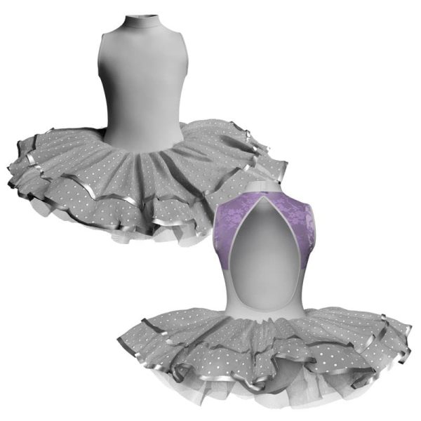 tutu da ballerina senza maniche con inserto in rete o pizzo tuj510t11