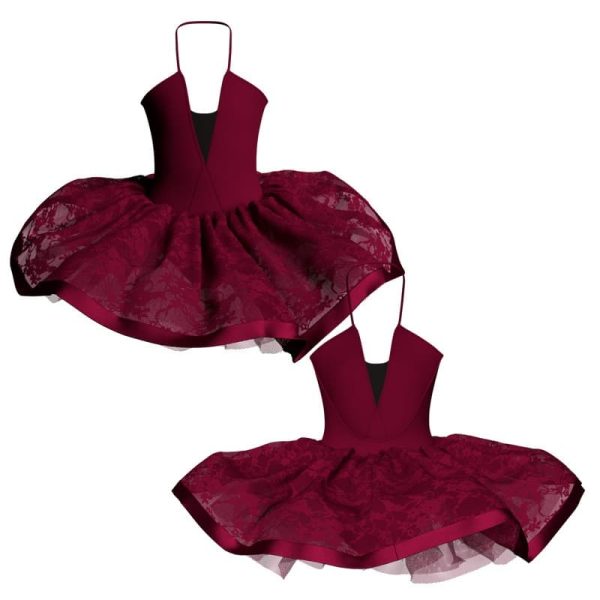 tutu danza bretelle con inserto e copritulle in pizzo tui202466