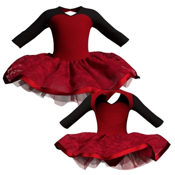 tutu danza bretelle con inserto e copritulle in pizzo tui22656