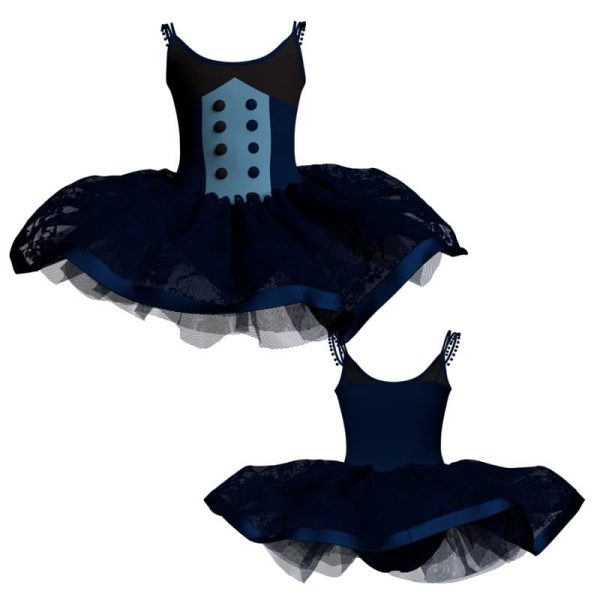 tutu danza bretelle con inserto e copritulle in pizzo tui2502t