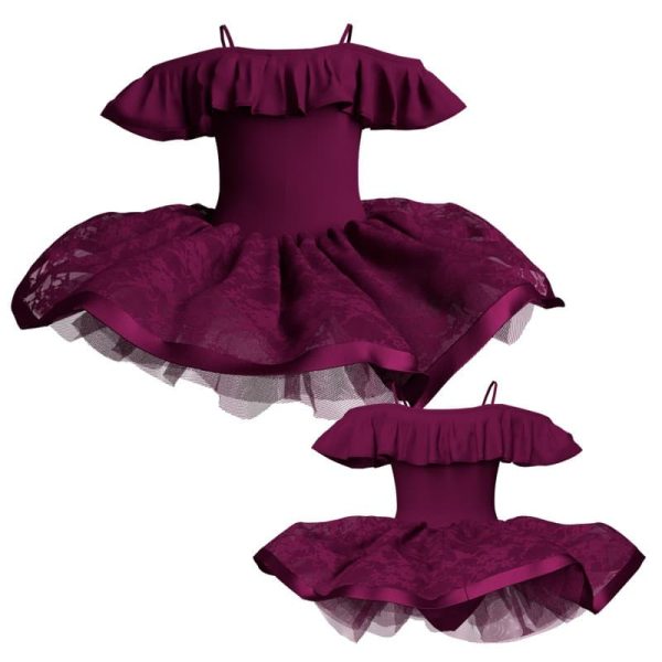 tutu danza bretelle con inserto e copritulle in pizzo tui251556