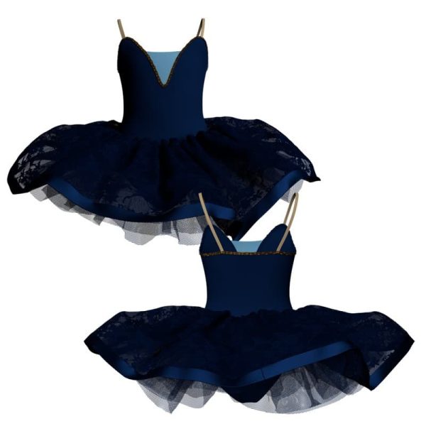 tutu danza bretelle con inserto e copritulle in pizzo tui252667