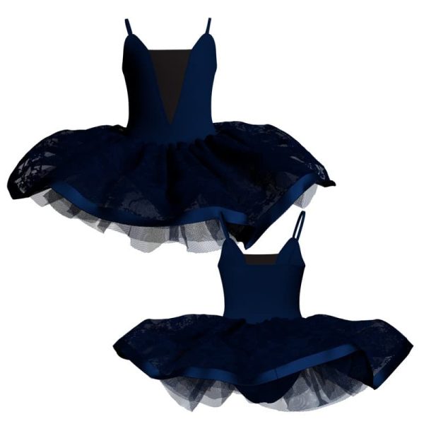 tutu danza bretelle con inserto e copritulle in pizzo tui261856