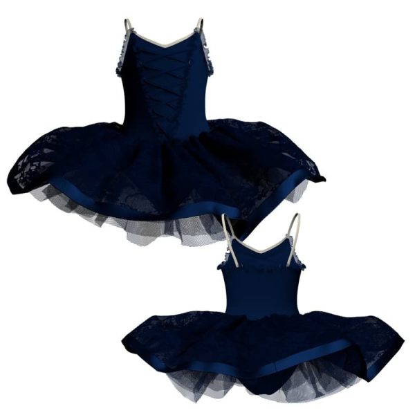 tutu danza bretelle con inserto e copritulle in pizzo tui262455