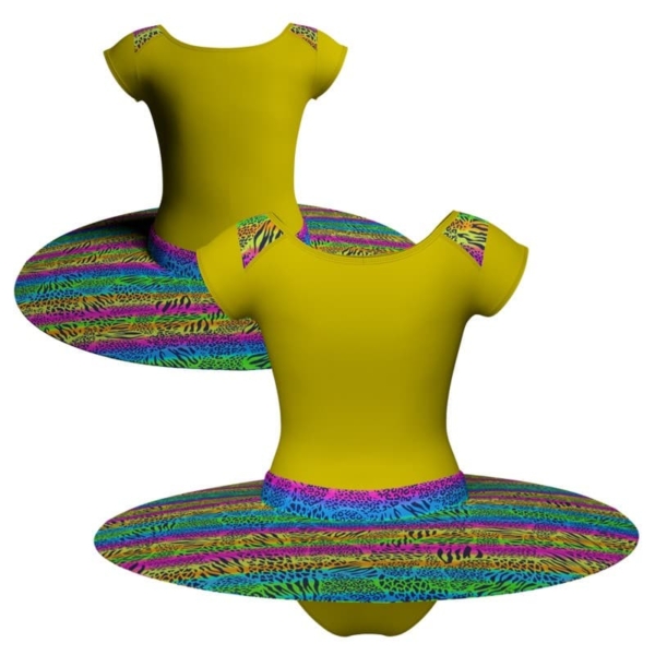 tutu danza disco maniche aletta con inserto fantasia skdiscodas1004