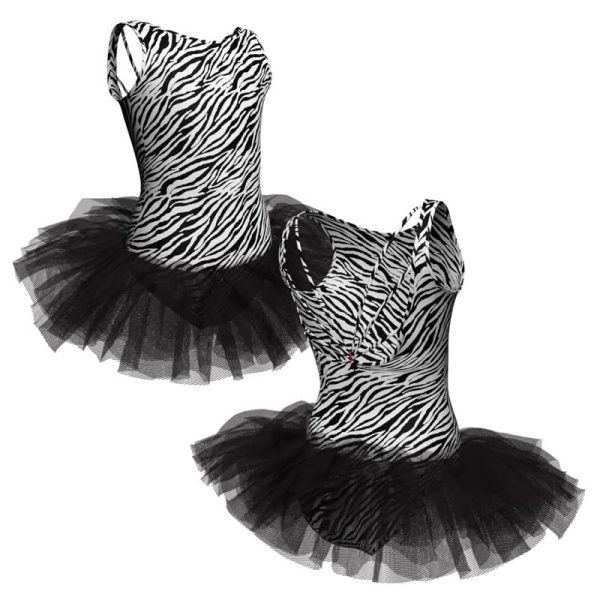 tutu danza in lycra stampata bretelle con intreccio dietro tuv3007