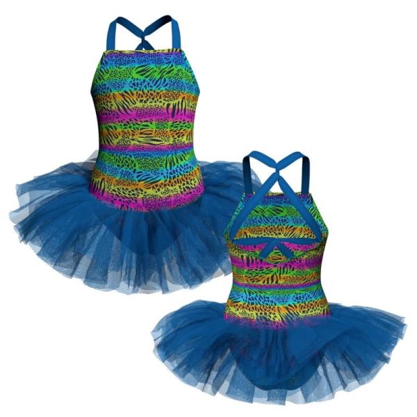 tutu danza in lycra stampata bretelle con intreccio dietro tuv5091