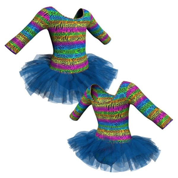 tutu danza in lycra stampata maniche 3 4 tuv406