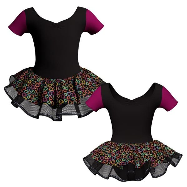 tutu danza manica corta con copritulle fantasy tuc473t45