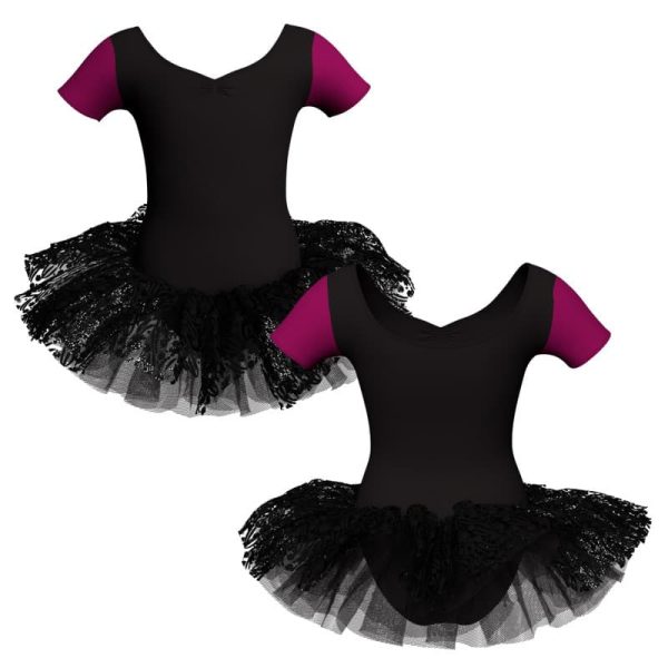 tutu danza manica corta con copritulle tua473t123