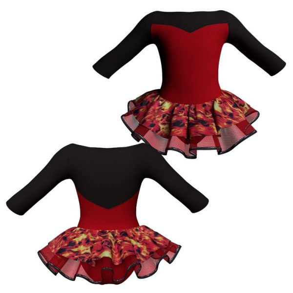 tutu danza maniche 3 4 con copritulle fantasy tuc10545