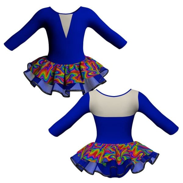 tutu danza maniche 3 4 con copritulle fantasy tuc11656