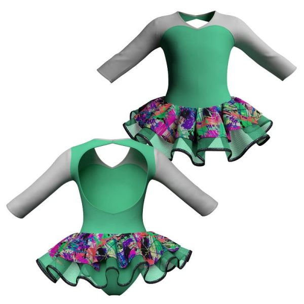 tutu danza maniche 3 4 con copritulle fantasy tuc126