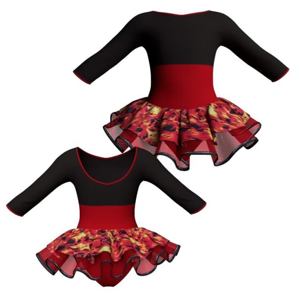 tutu danza maniche 3 4 con copritulle fantasy tuc12867