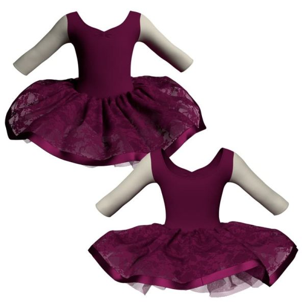 tutu danza maniche 3 4 con inserto e copritulle in pizzo tui452t666