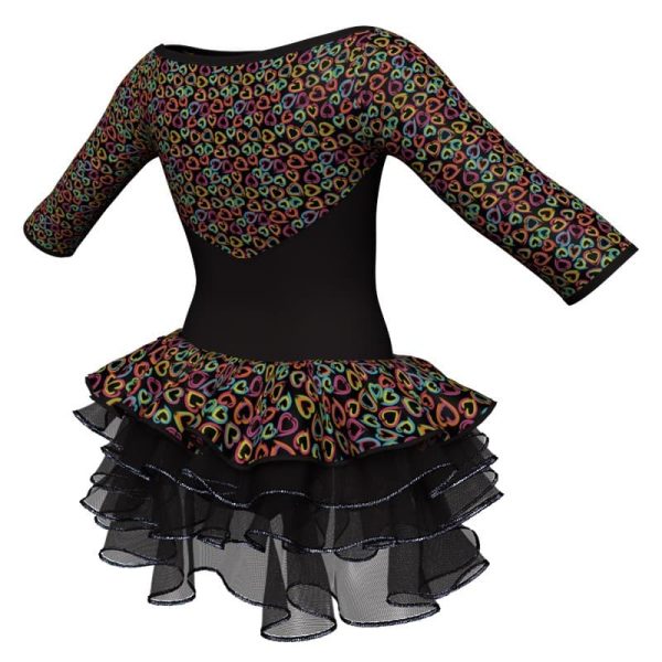 tutu danza maniche 3 4 con inserto fantasia tuz105876