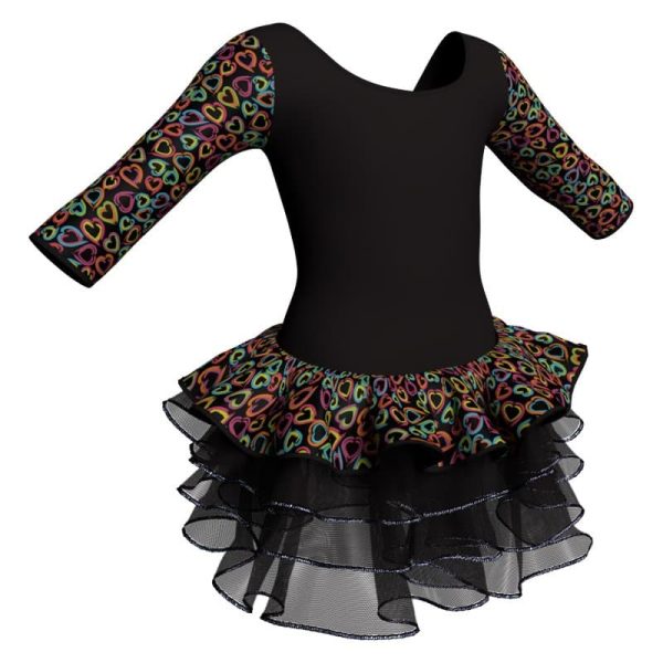 tutu danza maniche 3 4 con inserto fantasia tuz406t33