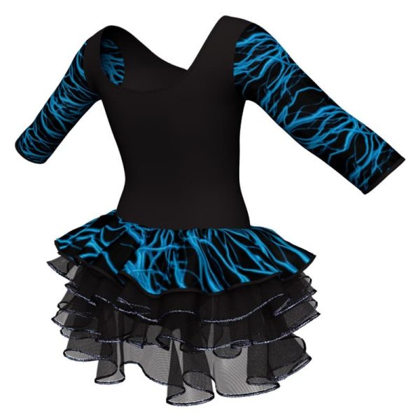 tutu danza maniche 3 4 con inserto fantasia tuz452t4