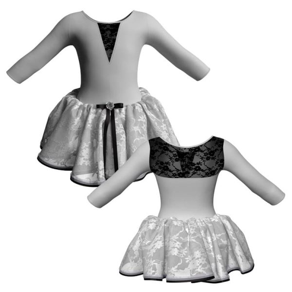 tutu danza maniche 3 4 con inserto in rete o pizzo tup11611