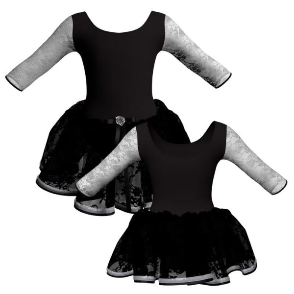 tutu danza maniche 3 4 con inserto in rete o pizzo tup406t11