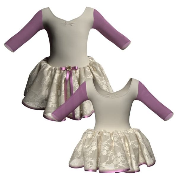 tutu danza maniche 3 4 con inserto in rete o pizzo tup452t111