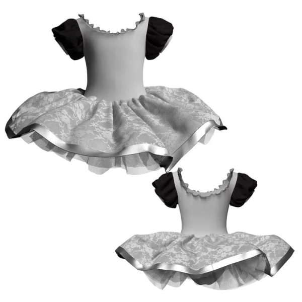 tutu danza maniche a palloncino con inserto e copritulle in pizzo tui260344