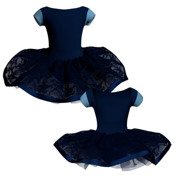 tutu danza maniche aletta con inserto e copritulle in pizzo tui3005t