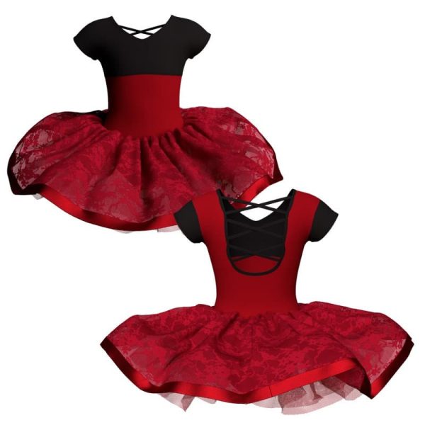 tutu danza maniche aletta con inserto e copritulle in pizzo tui3008t6