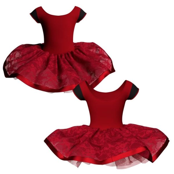 tutu danza maniche aletta con inserto e copritulle in pizzo tui408t55