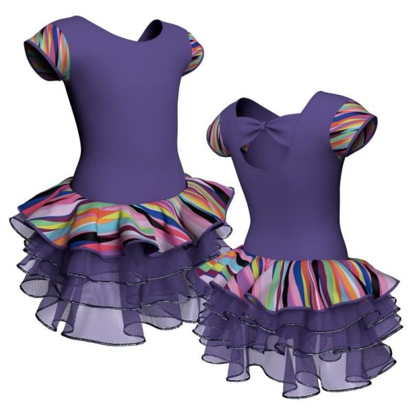 tutu danza maniche aletta con inserto fantasia tuz210t22