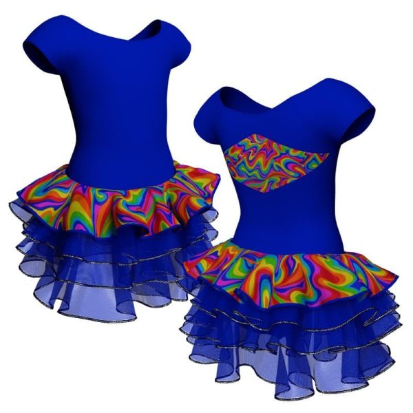 tutu danza maniche aletta con inserto fantasia tuz24022