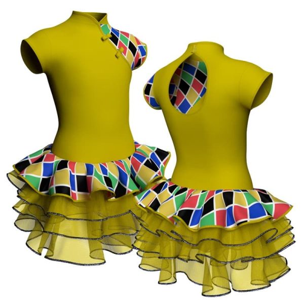 tutu danza maniche aletta con inserto fantasia tuz2506