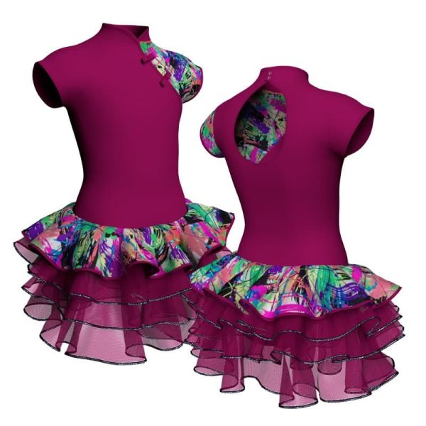 tutu danza maniche aletta con inserto fantasia tuz250611