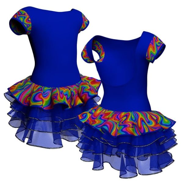 tutu danza maniche aletta con inserto fantasia tuz3005t22