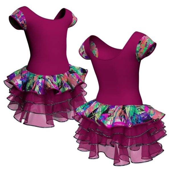 tutu danza maniche aletta con inserto fantasia tuz408t22