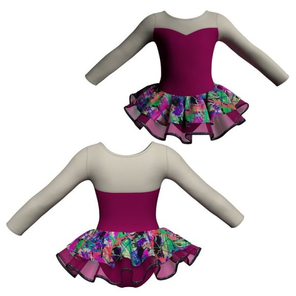 tutu danza maniche lunghe con copritulle fantasy tuc1019