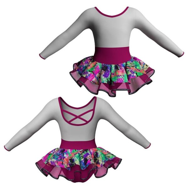 tutu danza maniche lunghe con copritulle fantasy tuc22856