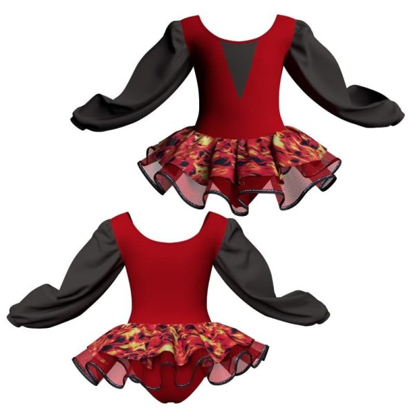 tutu danza maniche lunghe con copritulle fantasy tuc263345