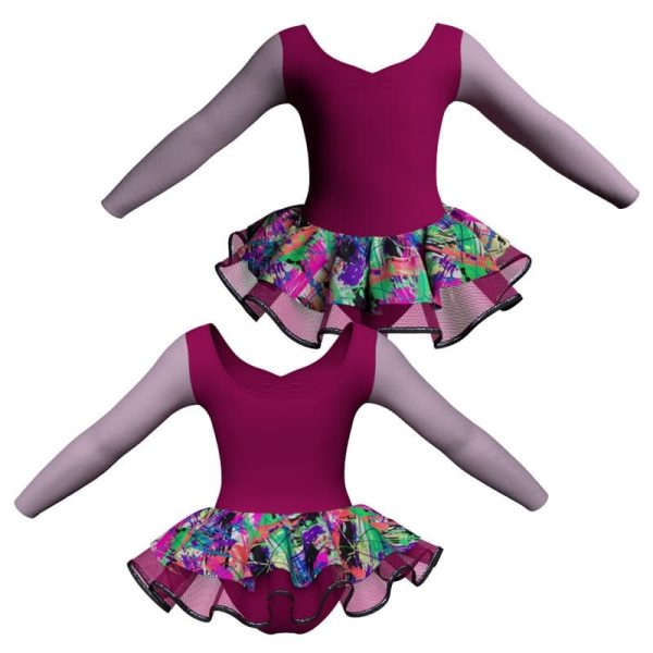 tutu danza maniche lunghe con copritulle fantasy tuc3004t