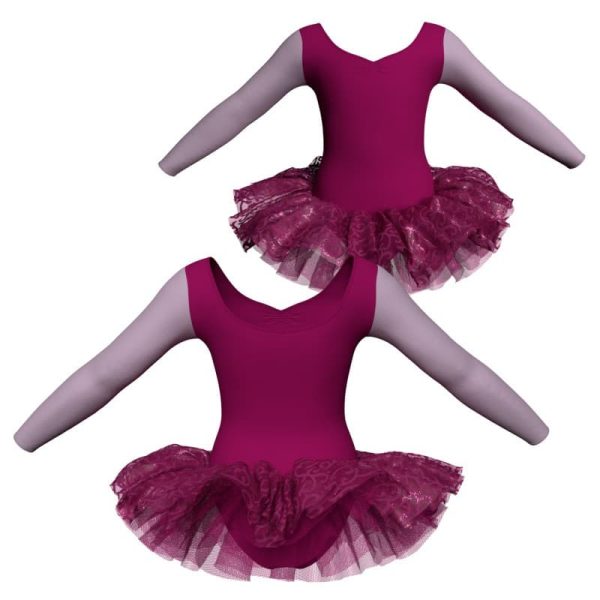 tutu danza maniche lunghe con copritulle tua3004t