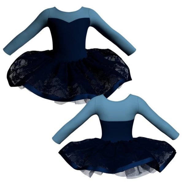 tutu danza maniche lunghe con inserto e copritulle in pizzo tui1019