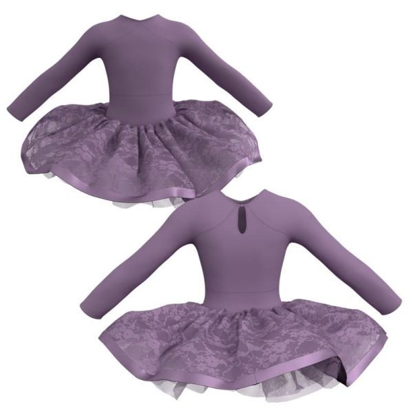 tutu danza maniche lunghe con inserto e copritulle in pizzo tui1134