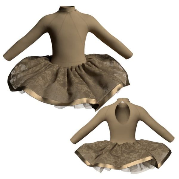 tutu danza maniche lunghe con inserto e copritulle in pizzo tui1194 1