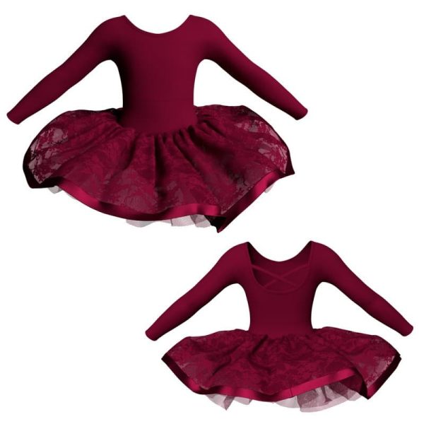 tutu danza maniche lunghe con inserto e copritulle in pizzo tui22856