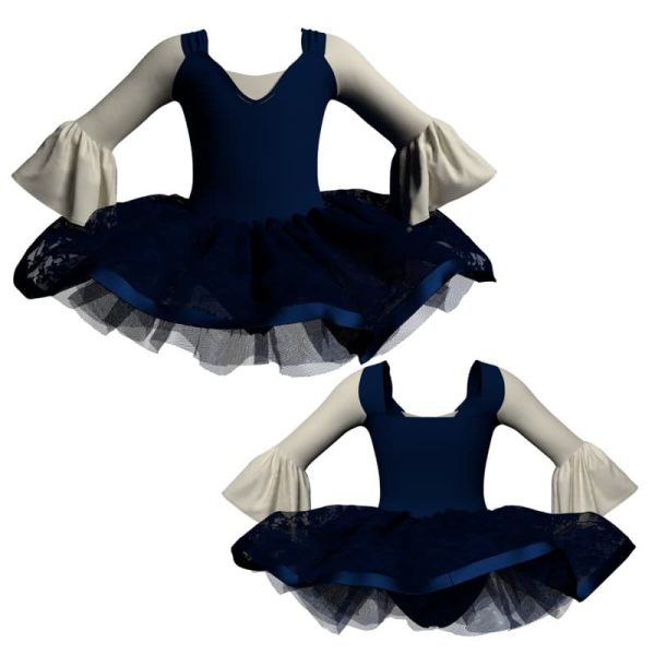 tutu danza maniche lunghe con inserto e copritulle in pizzo tui250844