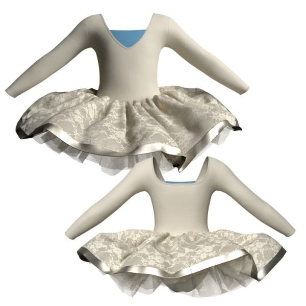 tutu danza maniche lunghe con inserto e copritulle in pizzo tui2532