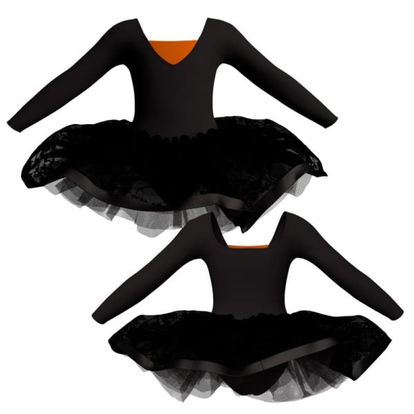 tutu danza maniche lunghe con inserto e copritulle in pizzo tui253256