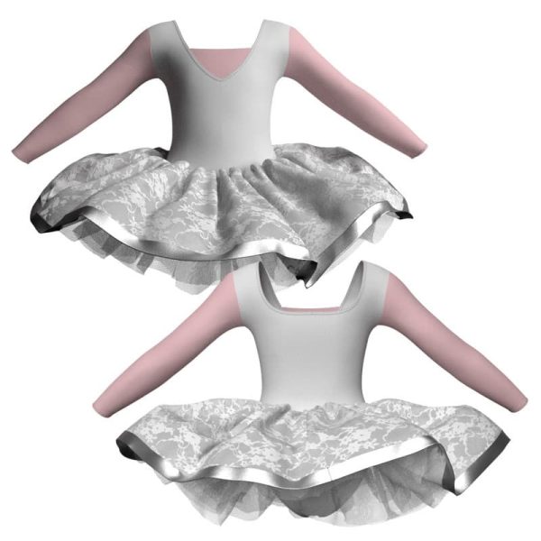 tutu danza maniche lunghe con inserto e copritulle in pizzo tui2532t56