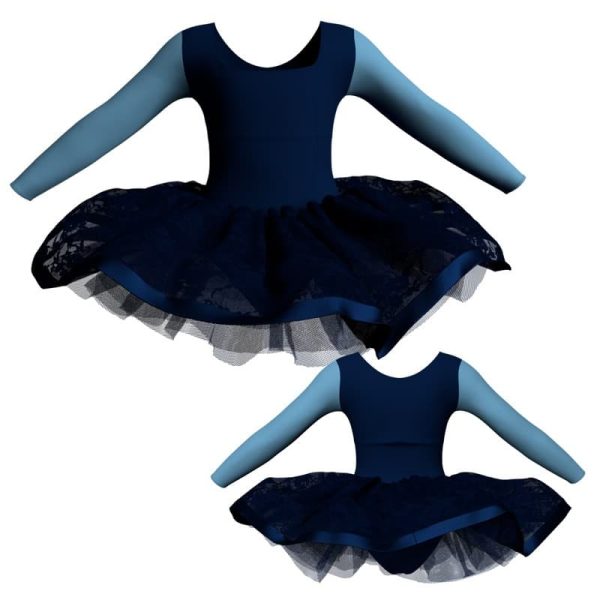 tutu danza maniche lunghe con inserto e copritulle in pizzo tui2537t67